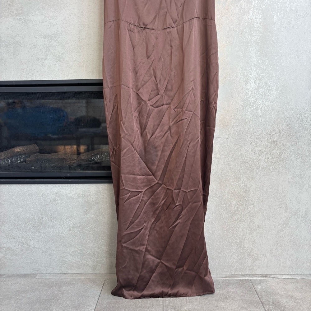Reformation Frankie 100% Silk Maxi Slip Dress in Brown, Size 14 - Picture 8 of 16